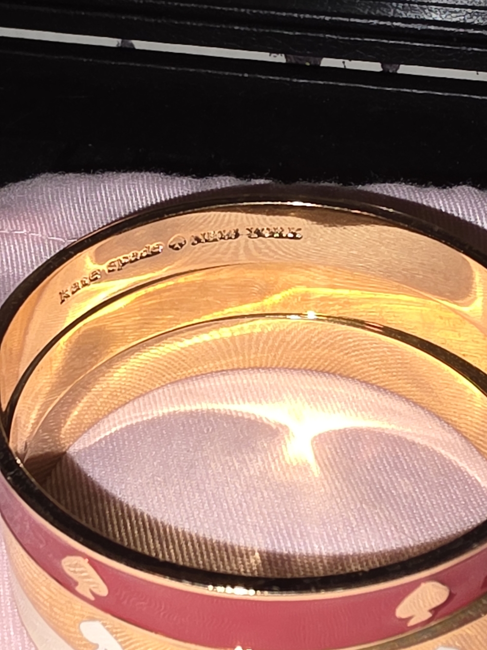 kate spade Red, Gold & Ivory Enamel Spade Bangle Trio - Picture 2 of 4